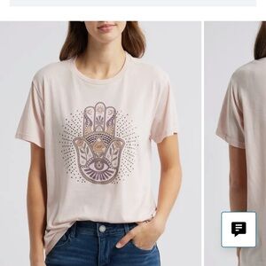 Lucky Brand size L Light Pink Hamsa Graphic Tee